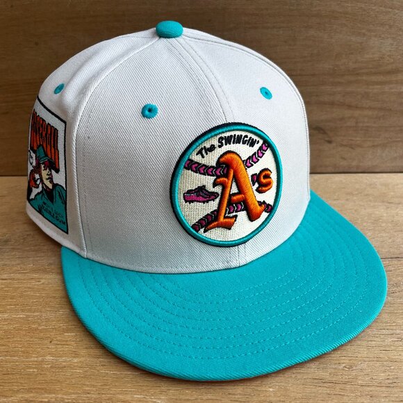 MITCHELL & NESS TOPPS THE SWINGIN’ OAKLAND A’s FITTED 7 3/8 HAT Structured NEW - Picture 1 of 6